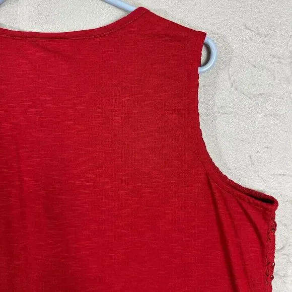 CJ Banks Womens Vest Sleeveless Lace Outer Blouse Red Pullover Plus Size 2X - Picture 11 of 14